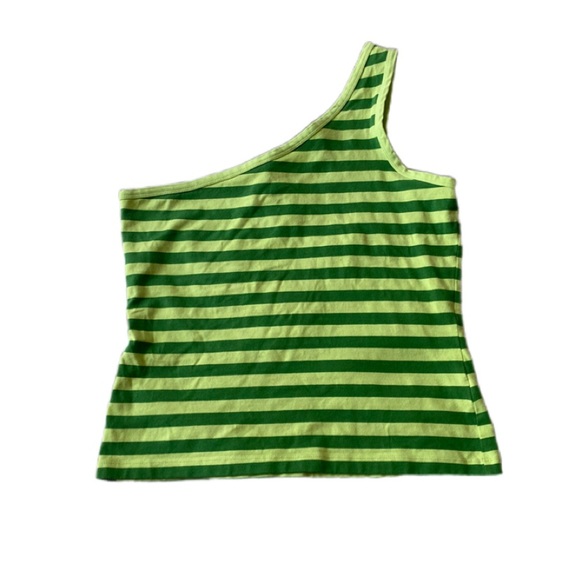 Stripped Print Colourblock One Shoulder Top - Picture 2 of 3